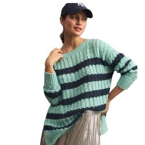 NEW Anthropologie Pilcro Teal Blue Sweater Oversized Scoop Neck Fall Size Medium